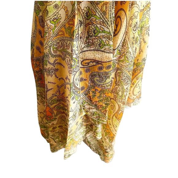 Chaudry KC Raga Fairy Whimsical Dress Sz Medium Asymmetrical Hem Peach Chiffon - Picture 5 of 15